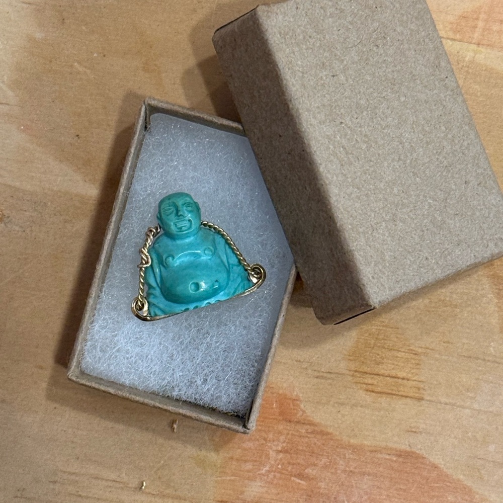 RARE Turquoise Buddha Talisman in 14k Gold